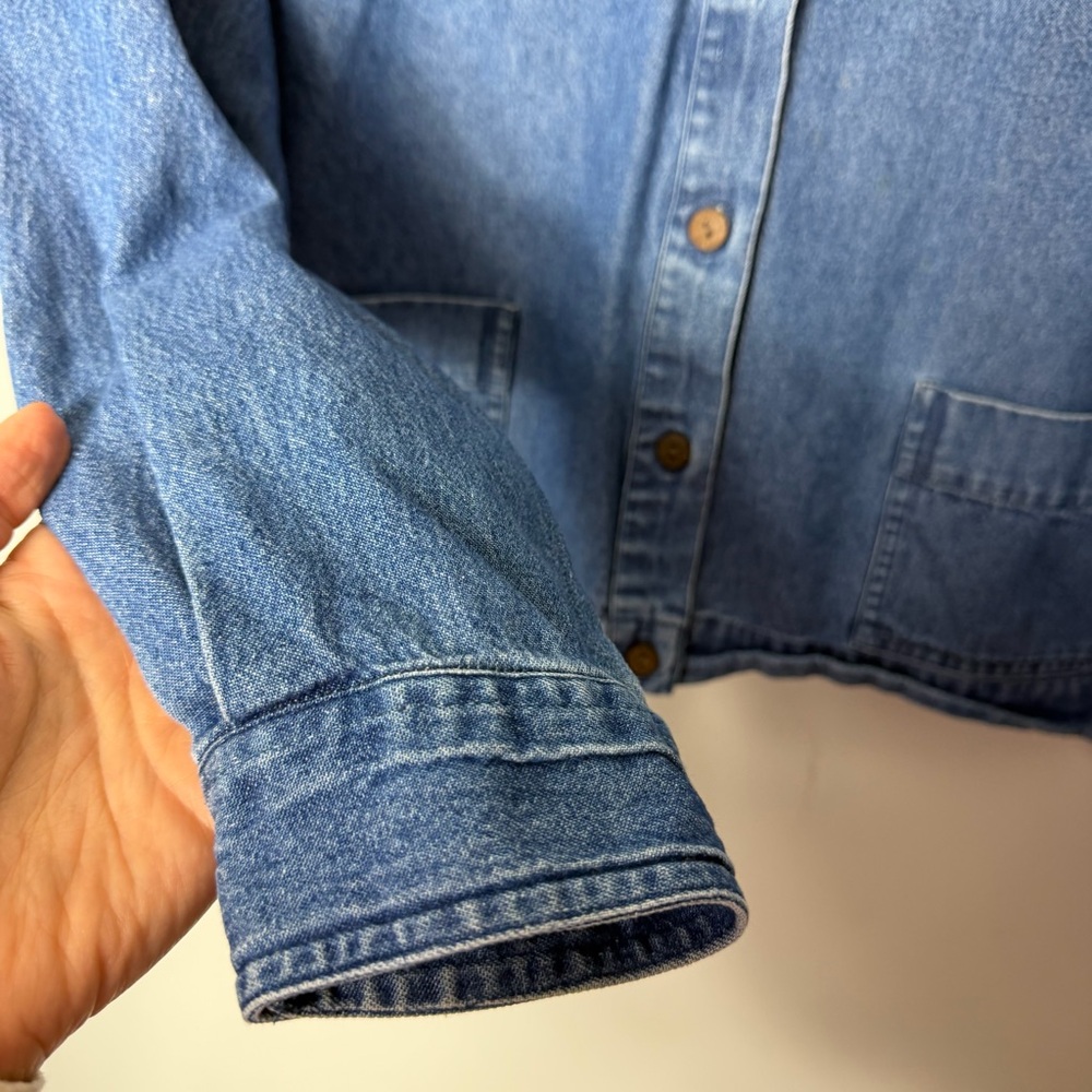 Vintage Jean Jacket Boxy Denim Coat Button Up Shacket XL *c - Picture 5 of 9